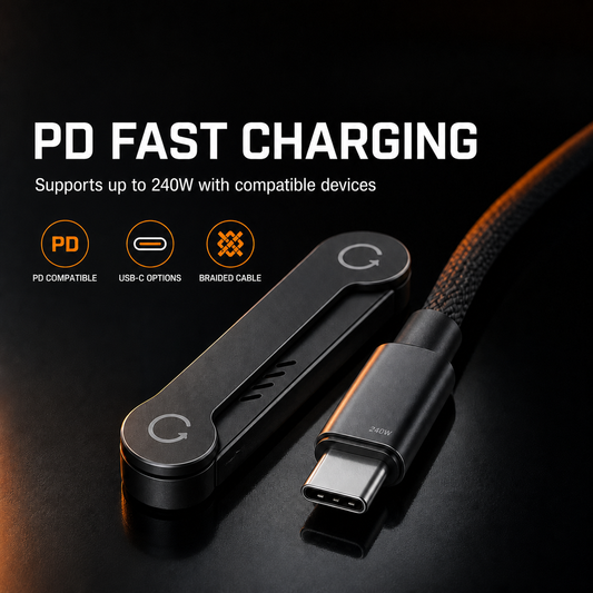 USB-A to USB-C Fast Charging Cable with Foldable Phone Stand
