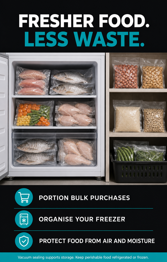 Embossed Vacuum Sealer Bag Roll - Cut-to-Size Food Storage