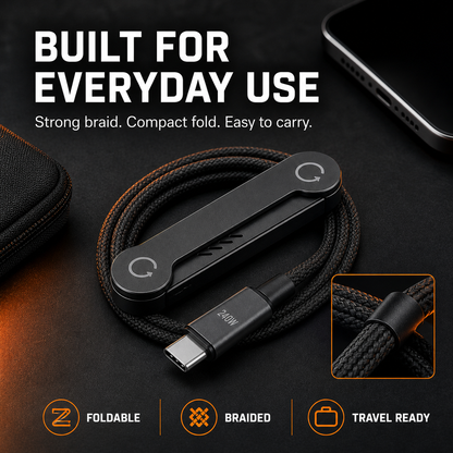 USB-A to USB-C Fast Charging Cable with Foldable Phone Stand